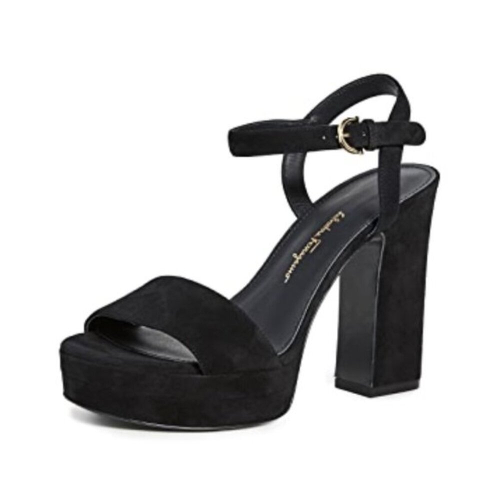 Salvatore Ferragamo Trento 2 Black Suede Platform Sandal